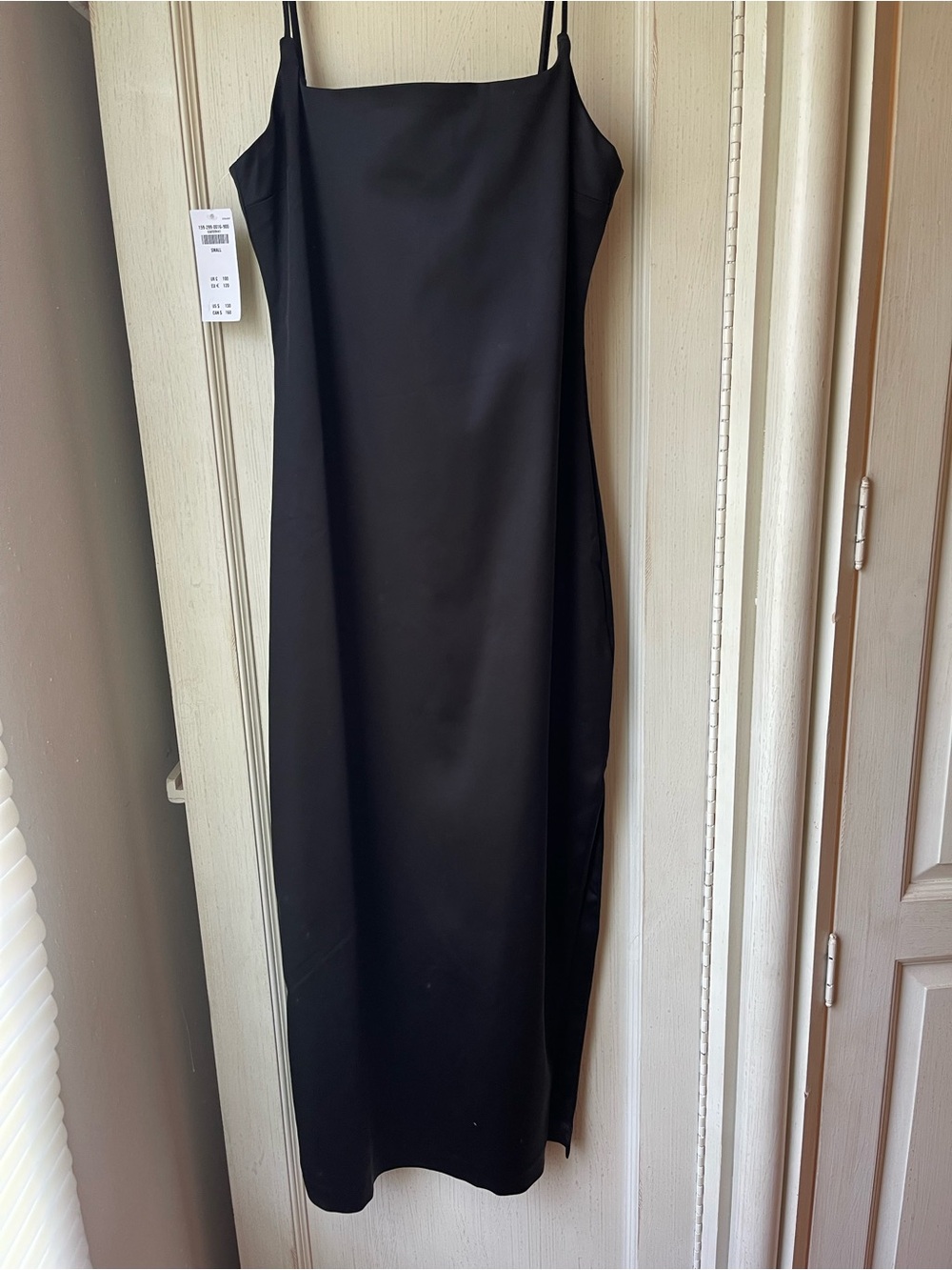 Abercrombie & Fitch Black Satin Maxi Slip Dress with Spaghetti Straps